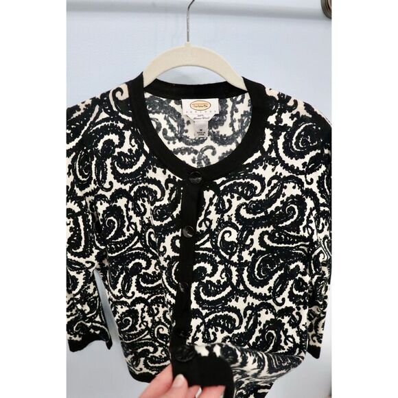 Vintage Talbots Black Paisley Cardigan M - Picture 2 of 4